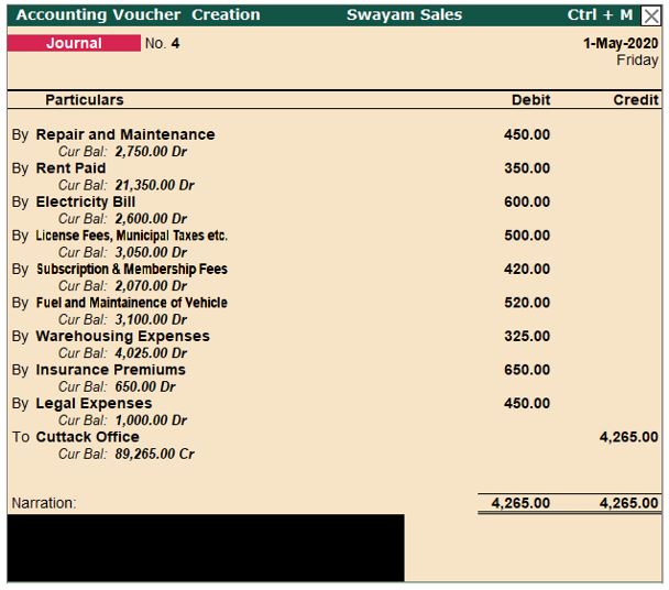 Journal Voucher (F7) in TallyERP9